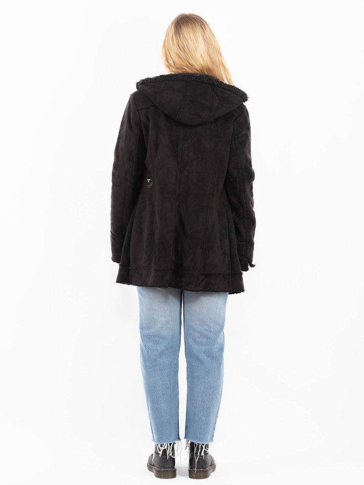 Vintage 00's Women Faux Sheepskin Coat in BlackA0532