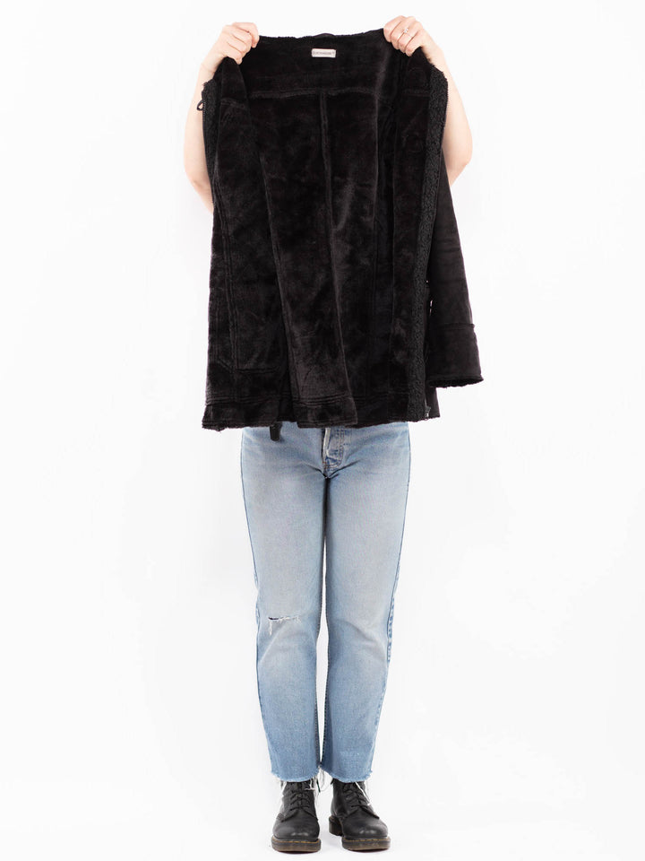 Vintage 00's Women Faux Sheepskin Coat in BlackA0532