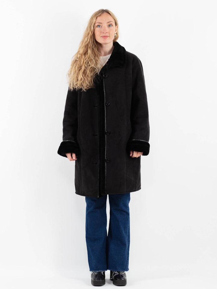 Vintage 00's Women Faux Sheepskin Coat in BlackV9904