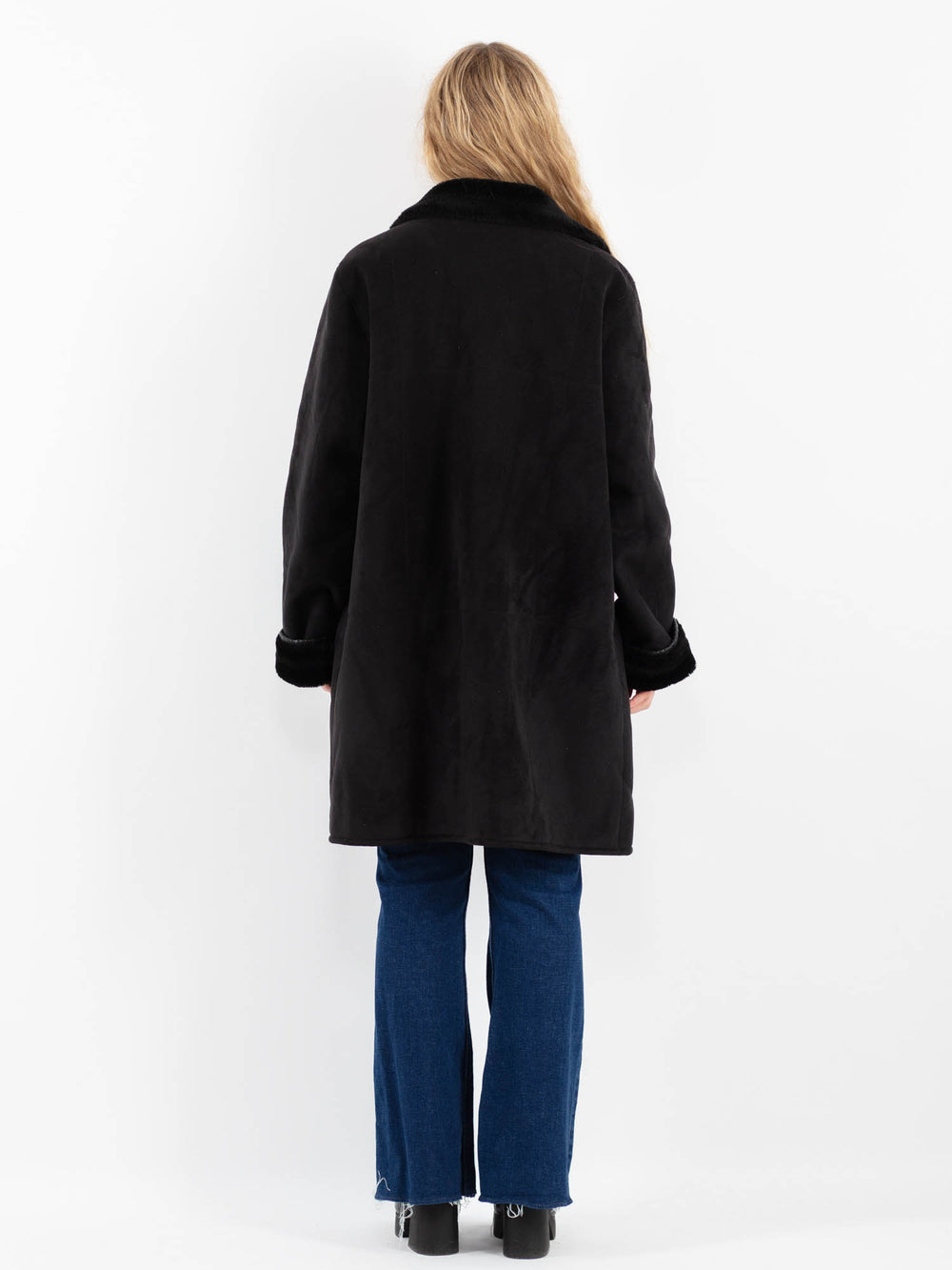 Vintage 00's Women Faux Sheepskin Coat in BlackV9904