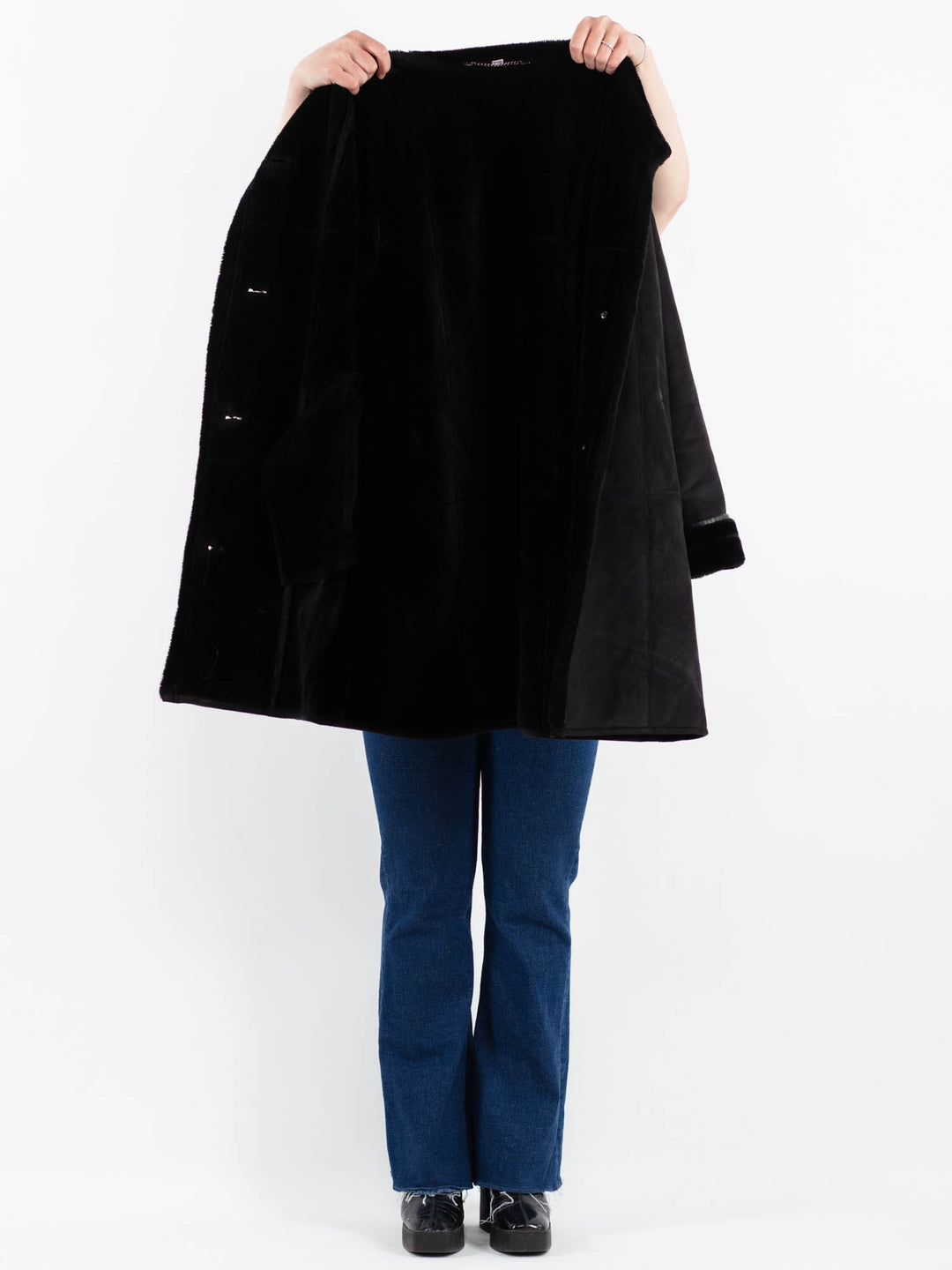 Vintage 00's Women Faux Sheepskin Coat in BlackV9904