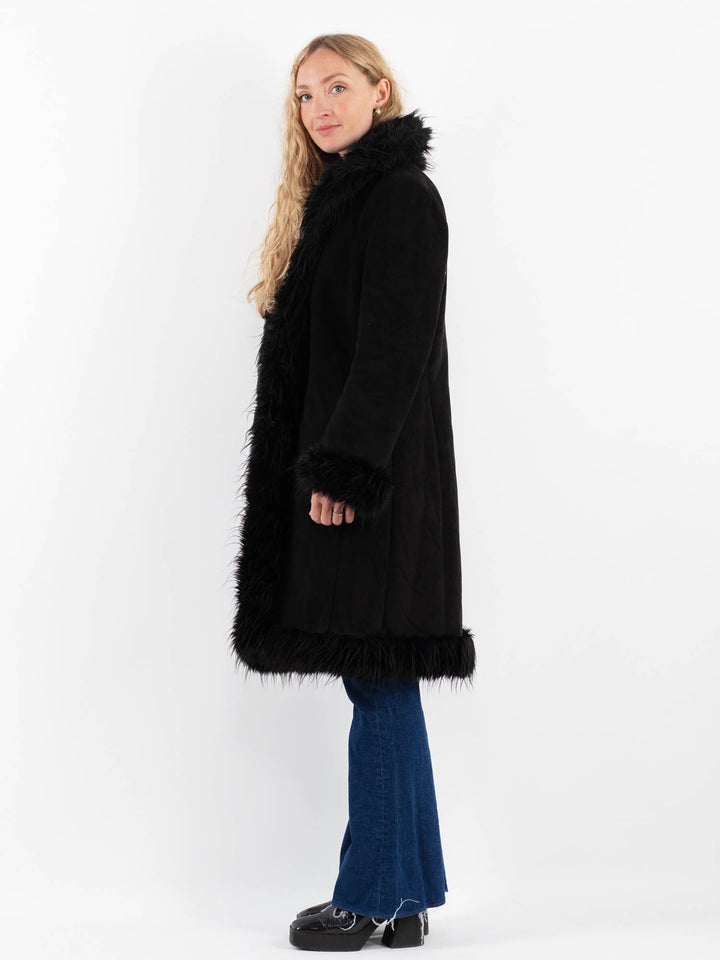 Vintage 00's Women Faux Sheepskin in BlackV9909