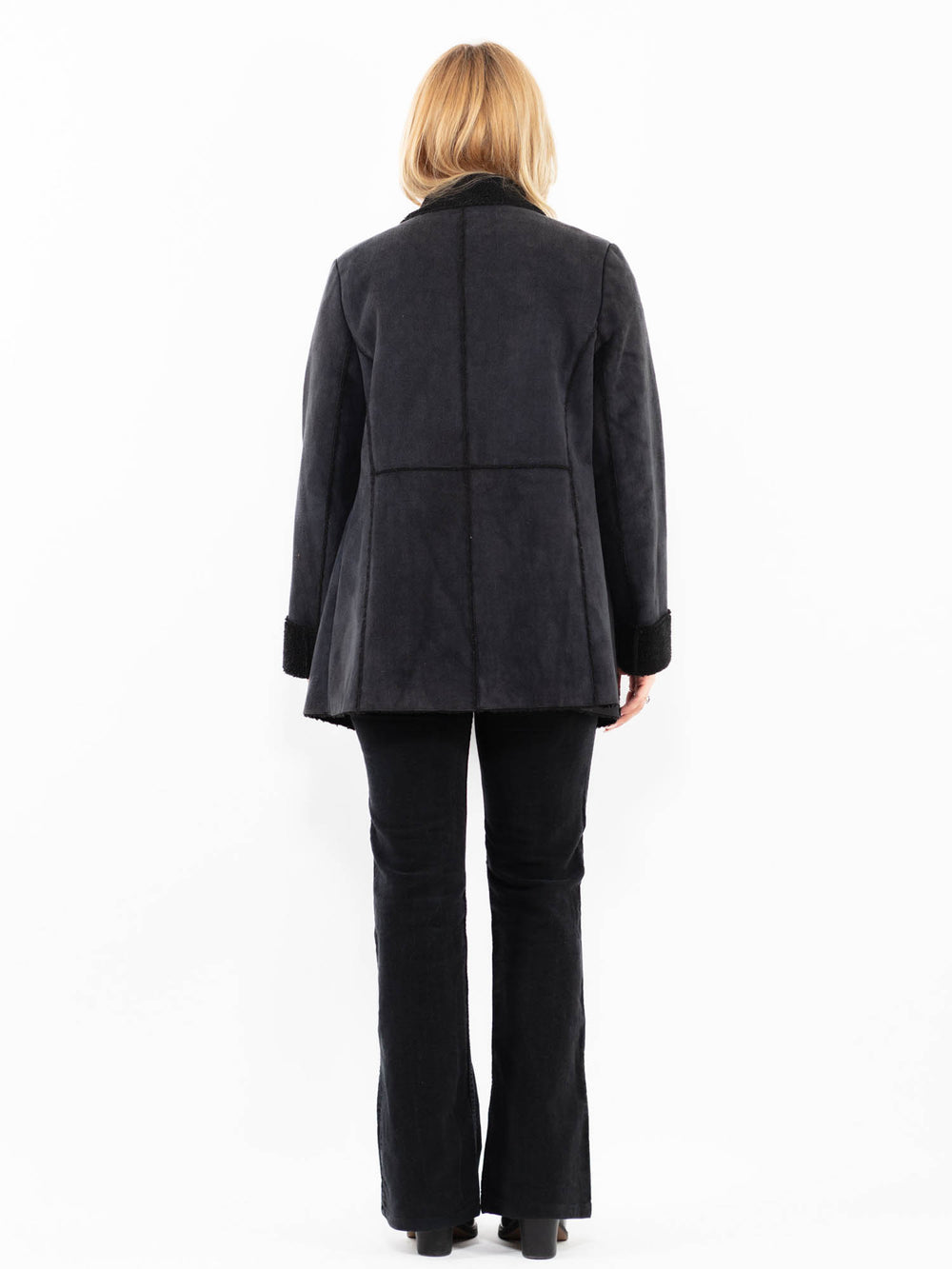 Vintage 00's Women Faux Sheepskin Coat in GrayA0203