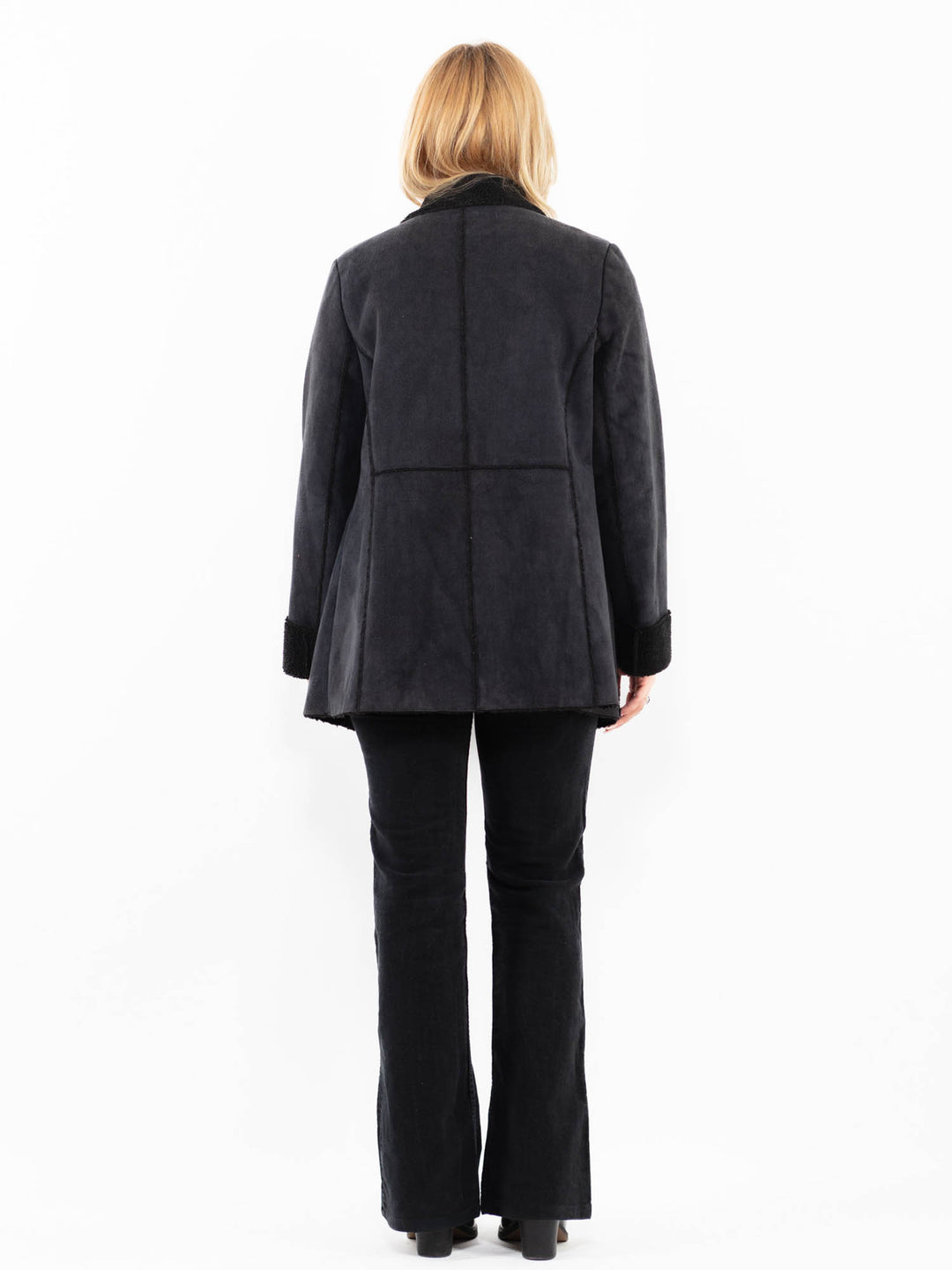 Vintage 00's Women Faux Sheepskin Coat in GrayA0203