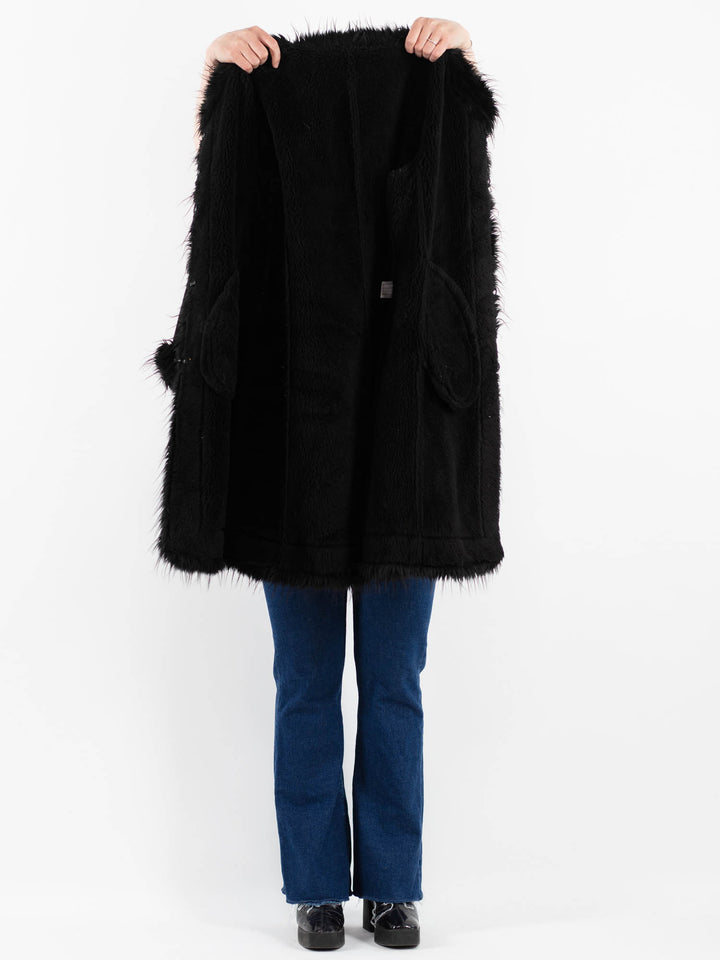 Vintage 00's Women Faux Sheepskin in BlackV9909