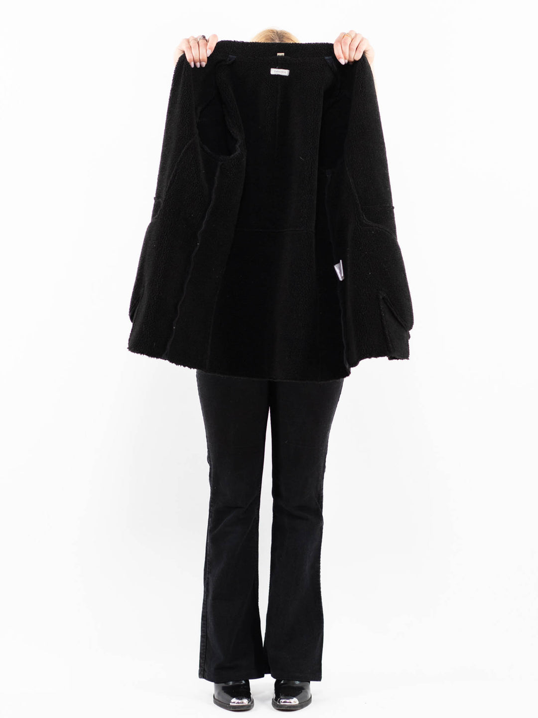 Vintage 00's Women Faux Sheepskin Coat in GrayA0203