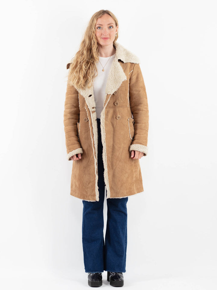 Vintage 00's Women Faux Sheepskin Coat in BeigeV9912