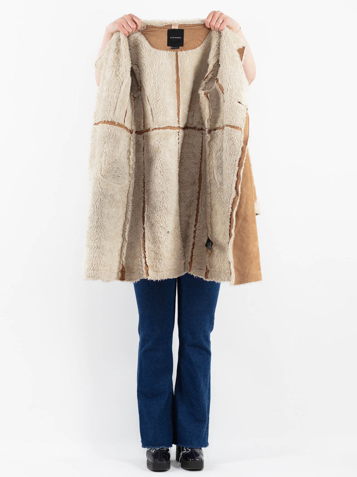Vintage 00's Women Faux Sheepskin Coat in BeigeV9912
