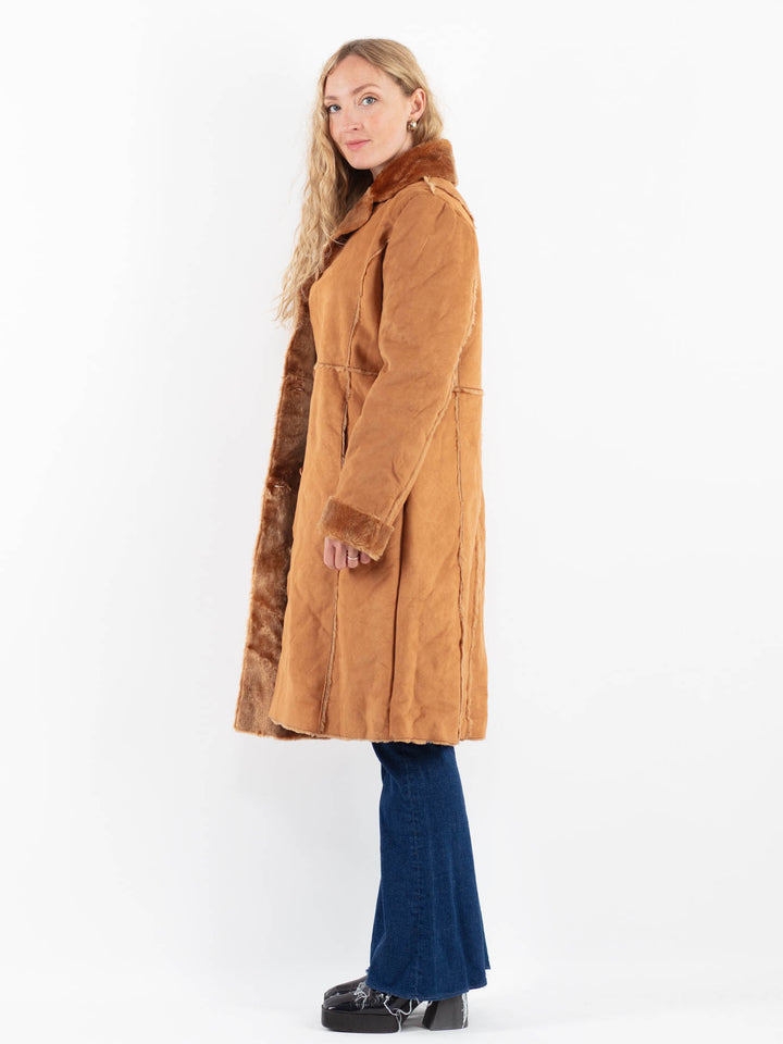 Vintage 00's Women Faux Sheepskin in BrownV9914