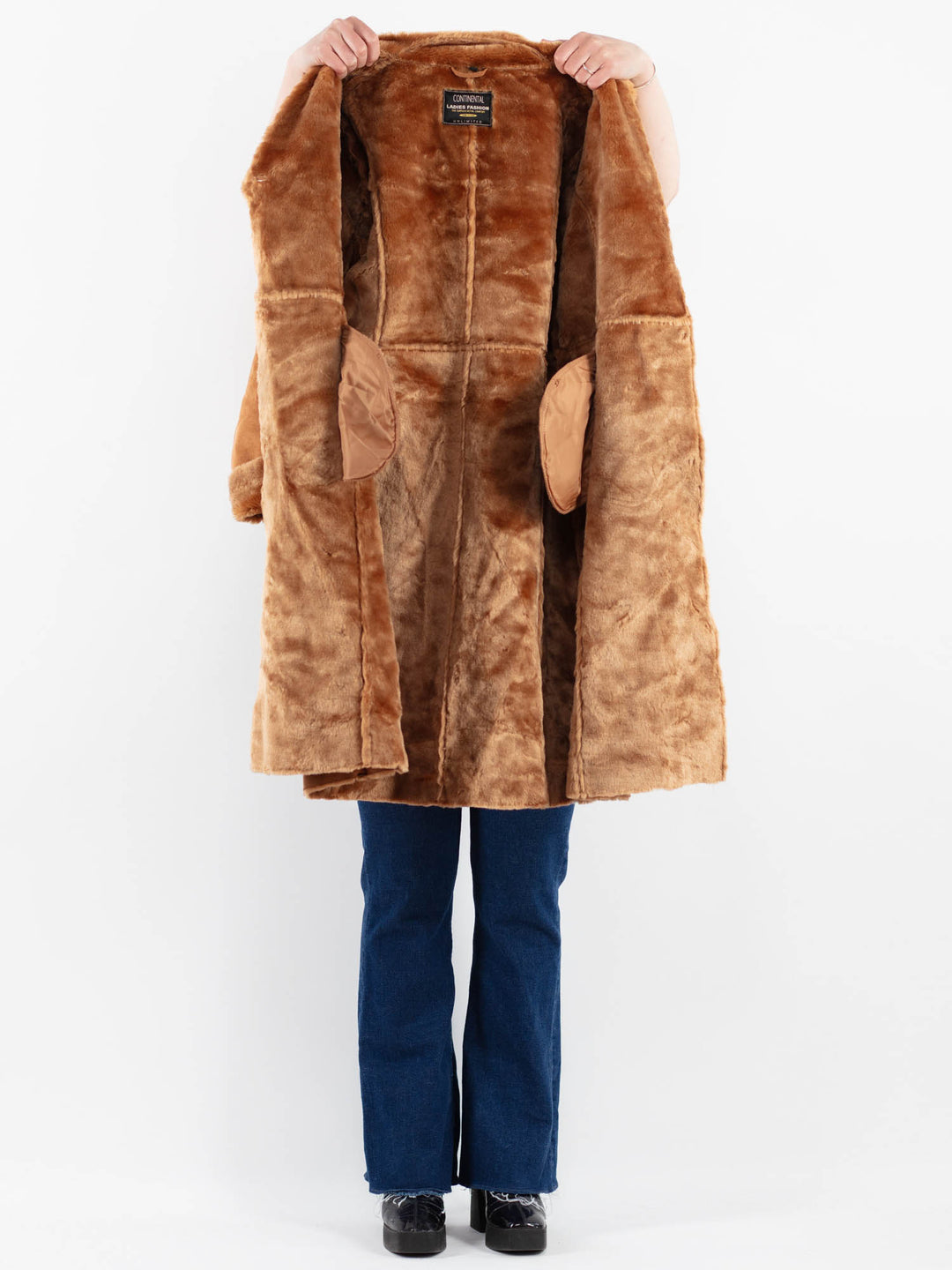 Vintage 00's Women Faux Sheepskin in BrownV9914