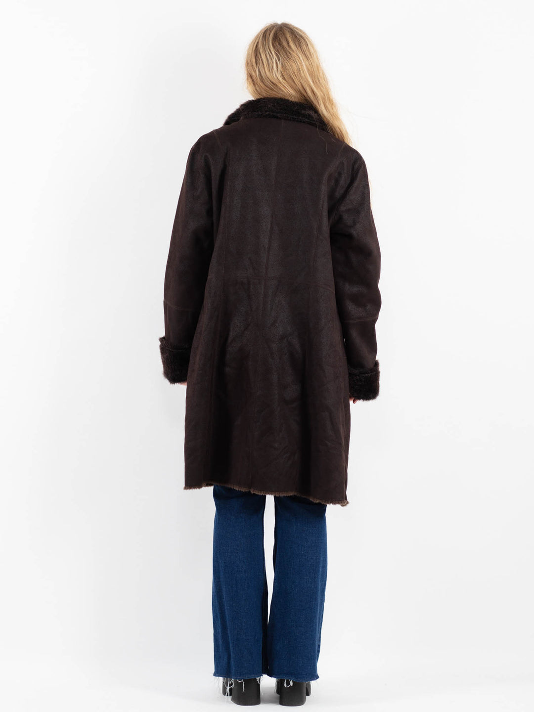 Vintage 00's Women Faux Sheepskin Coat in BrownV9919