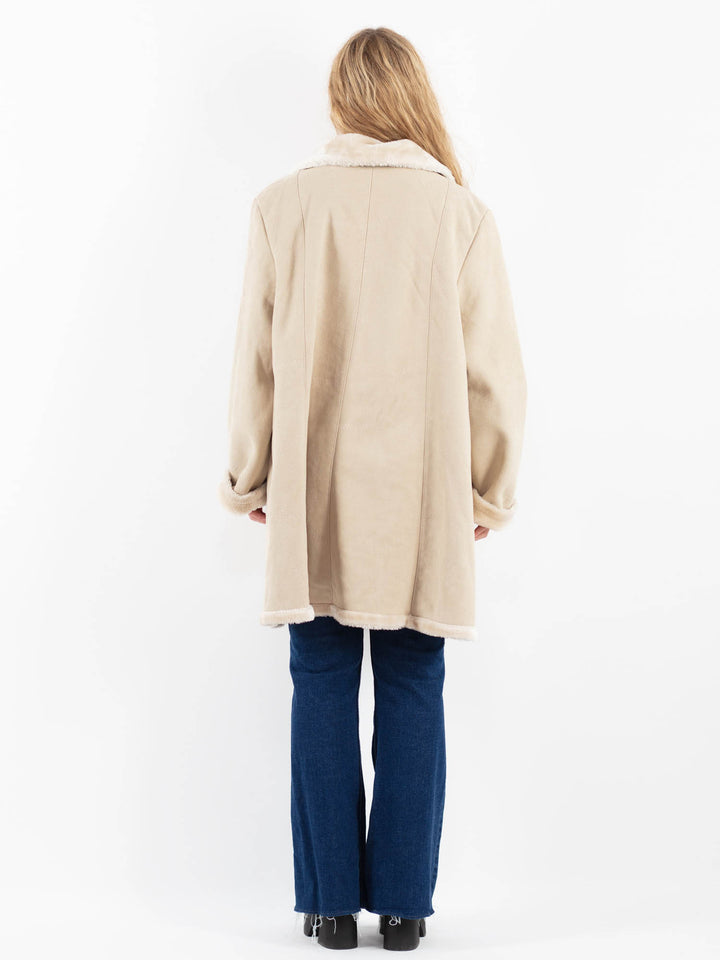 Vintage 00's Women Faux Sheepskin Coat in BeigeV9922