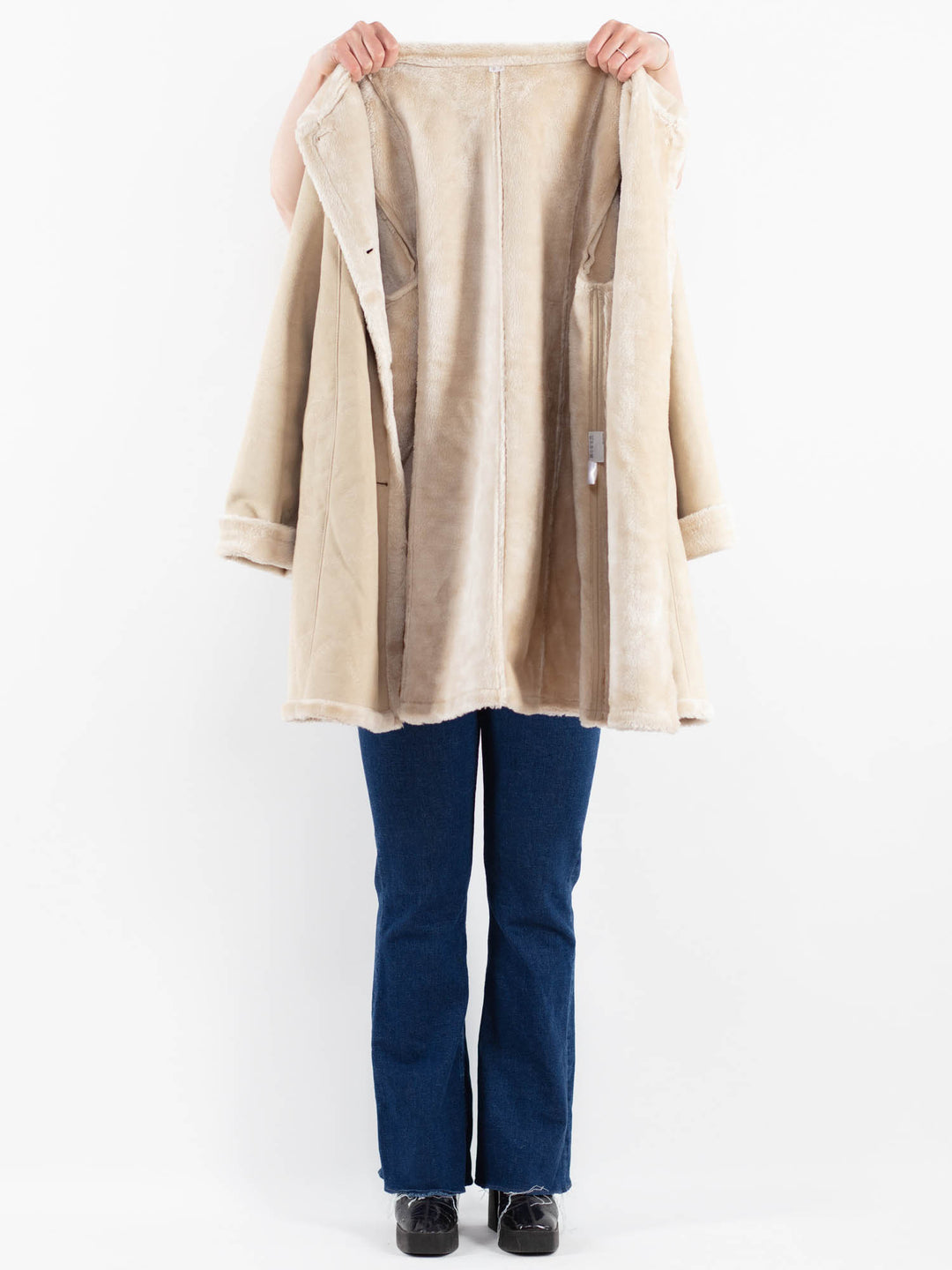 Vintage 00's Women Faux Sheepskin Coat in BeigeV9922