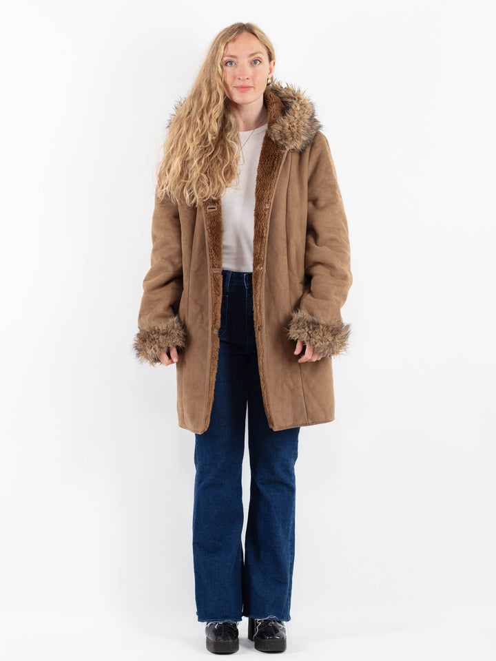 Vintage 00's Women Faux Sheepskin Coat in BeigeV9923