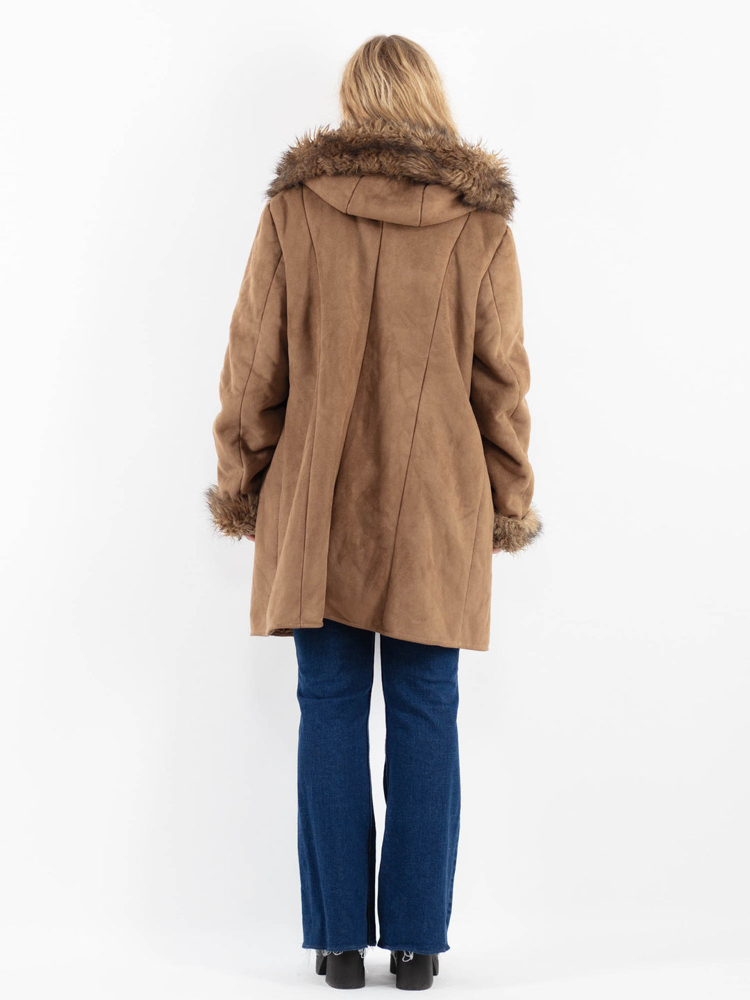 Vintage 00's Women Faux Sheepskin Coat in BeigeV9923