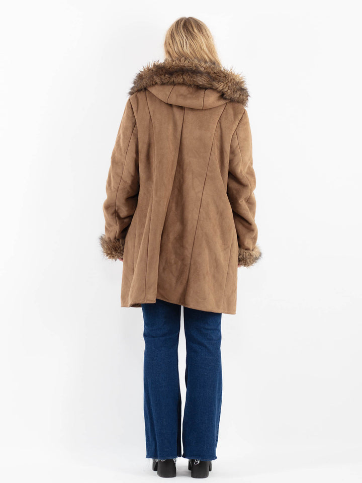 Vintage 00's Women Faux Sheepskin Coat in BeigeV9923