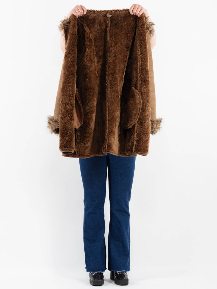 Vintage 00's Women Faux Sheepskin Coat in BeigeV9923