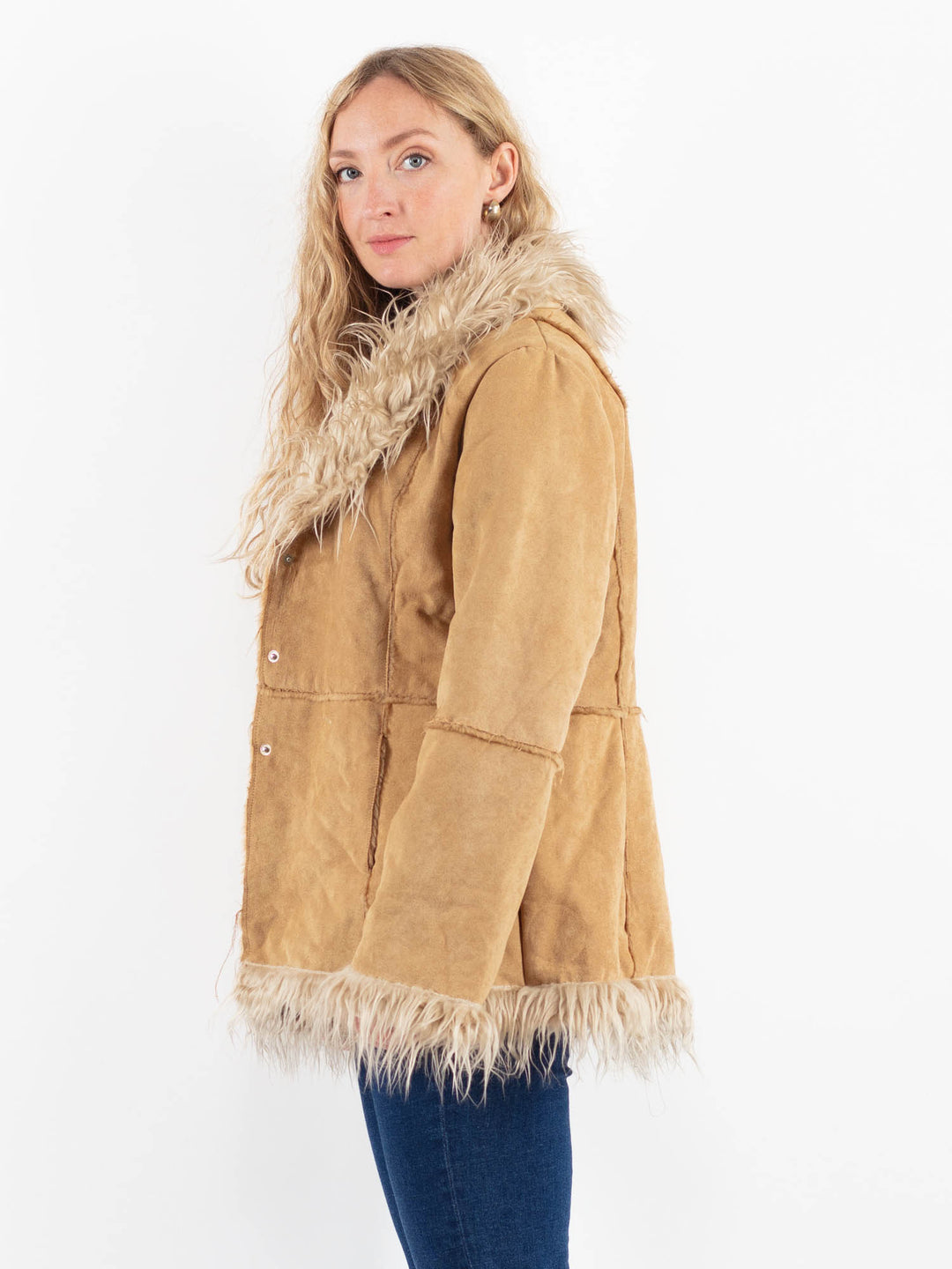 Vintage 00's Women Faux Sheepskin Coat in BeigeV9924