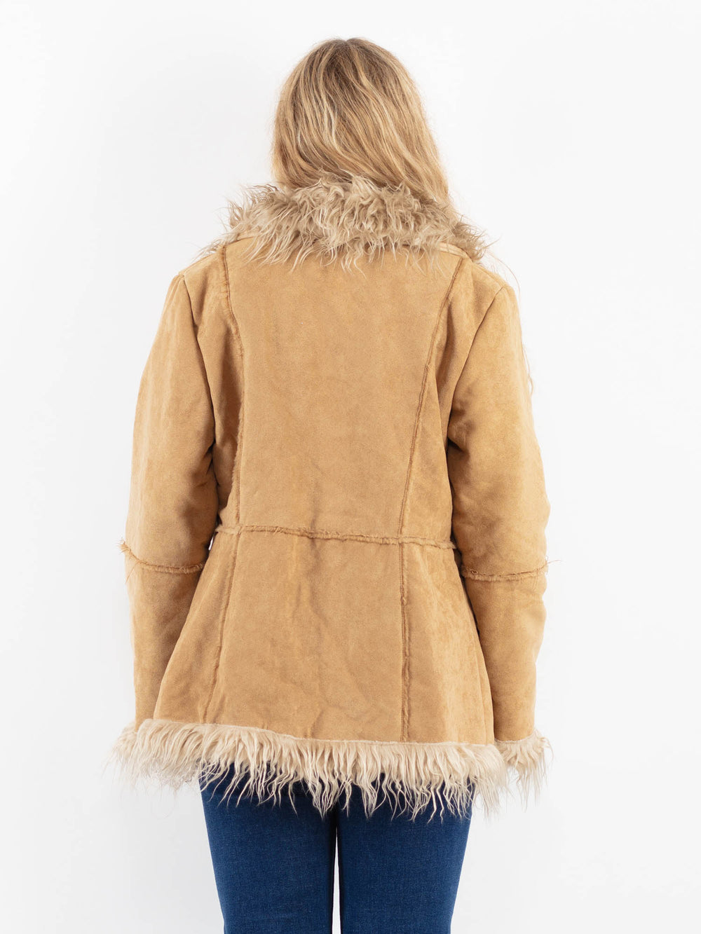 Vintage 00's Women Faux Sheepskin Coat in BeigeV9924