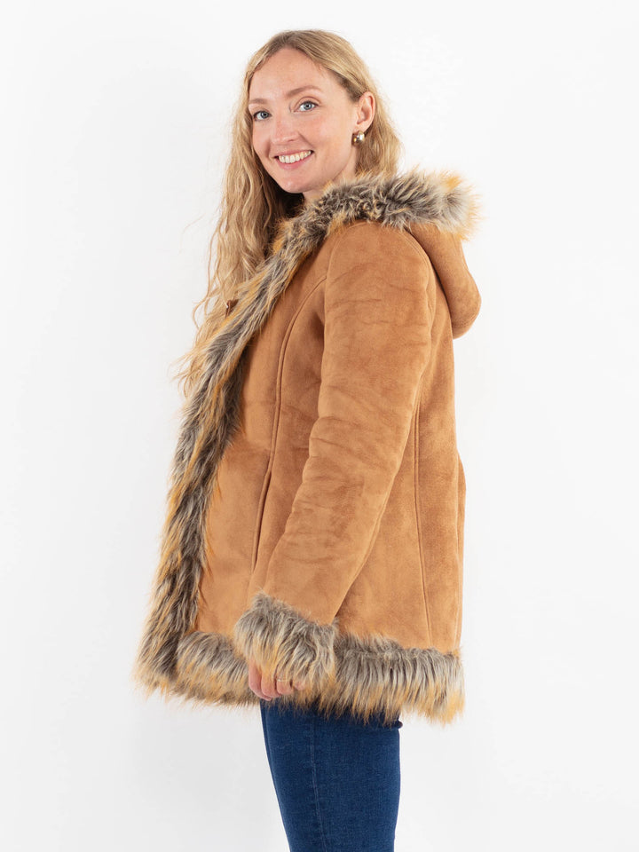 Vintage 00's Women Faux Sheepskin Coat in BeigeV9925