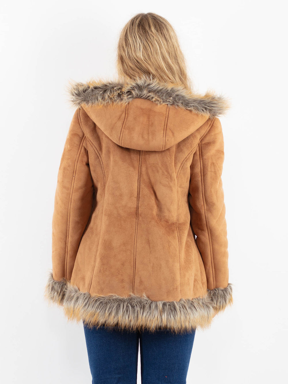 Vintage 00's Women Faux Sheepskin Coat in BeigeV9925