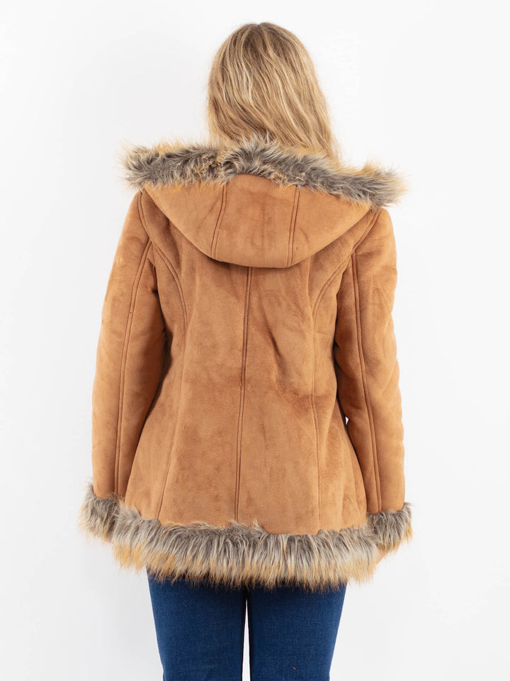 Vintage 00's Women Faux Sheepskin Coat in BeigeV9925