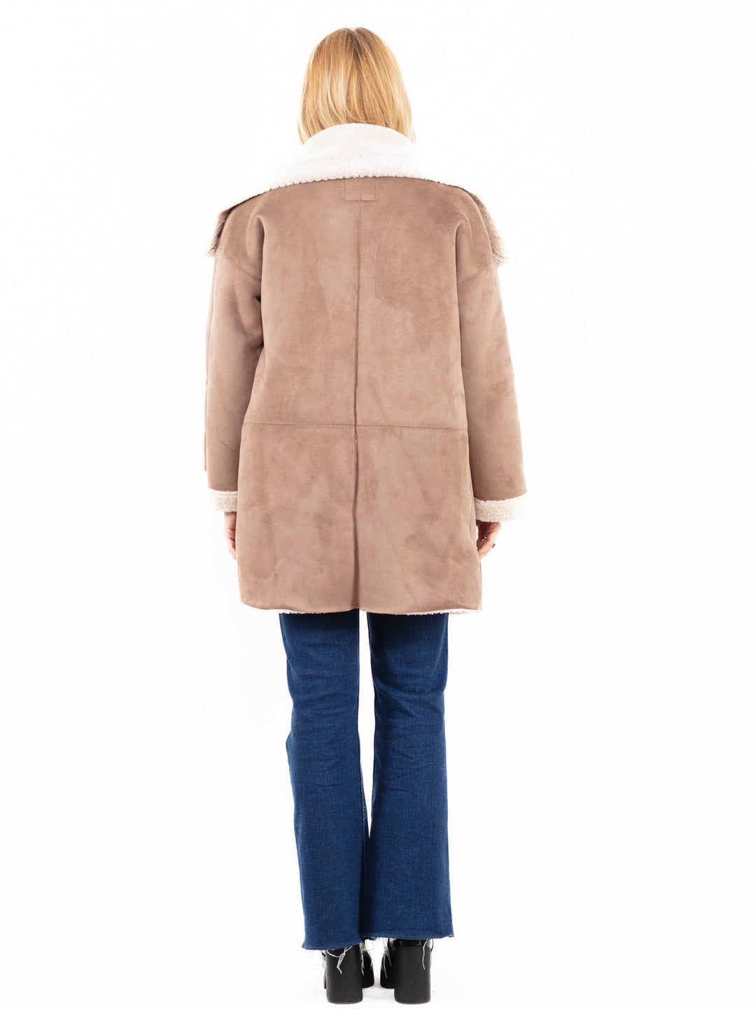 Vintage 00's Women Faux Sheepskin Coat in BeigeA0116