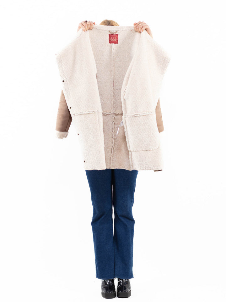 Vintage 00's Women Faux Sheepskin Coat in BeigeA0116