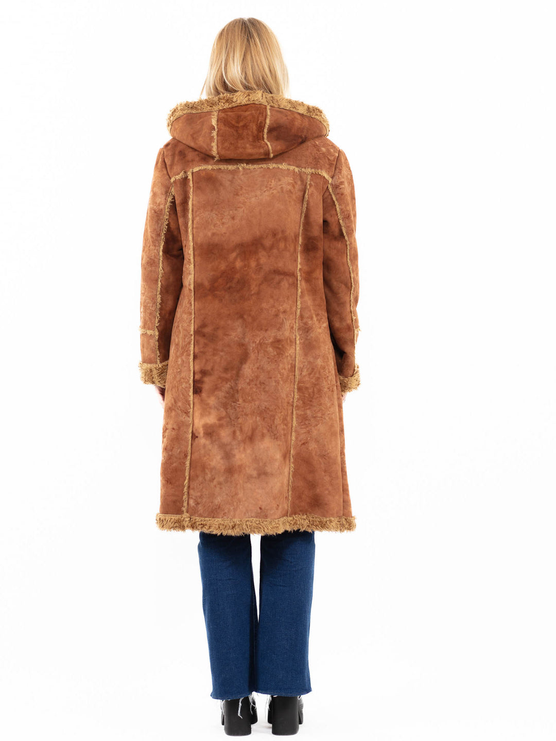 Vintage 00's Women Faux Sheepskin Coat in BrownA0117