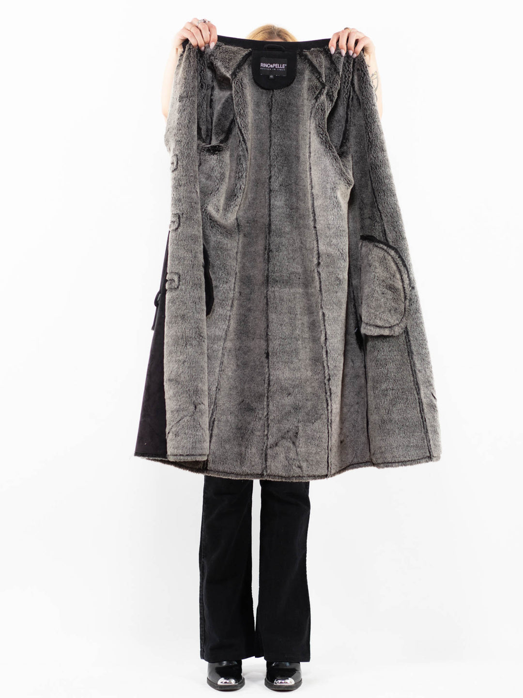 Vintage 00's Women Faux Sheepskin Coat in BlackA0222