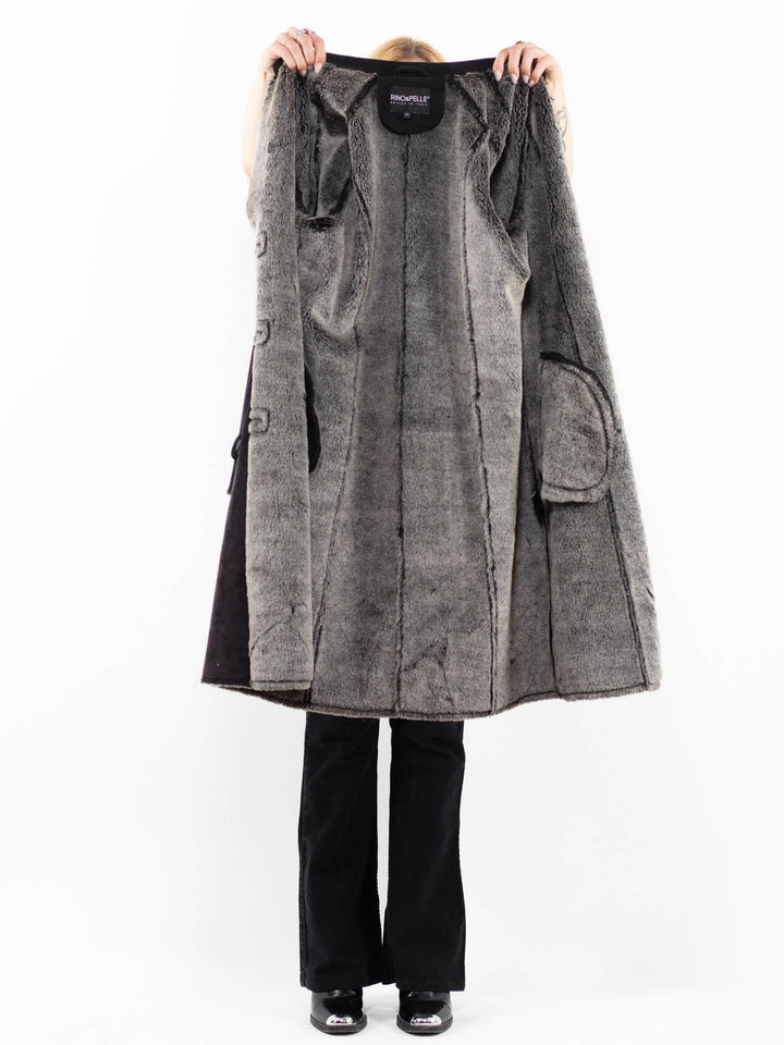 Vintage 00's Women Faux Sheepskin Coat in BlackA0222