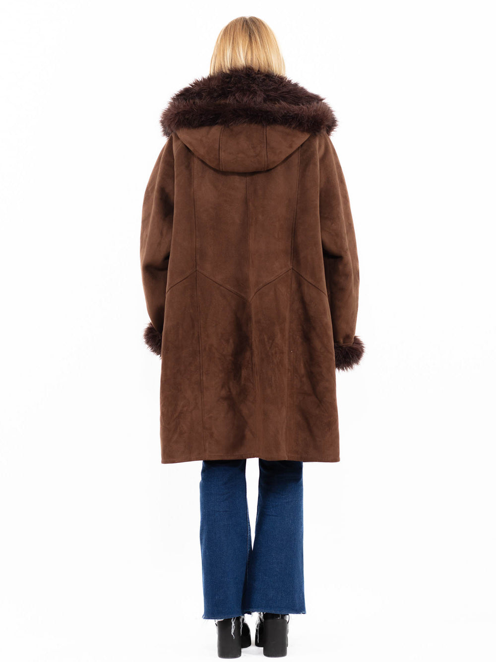 Vintage 00's Women Faux Sheepskin Coat in BrownA0120
