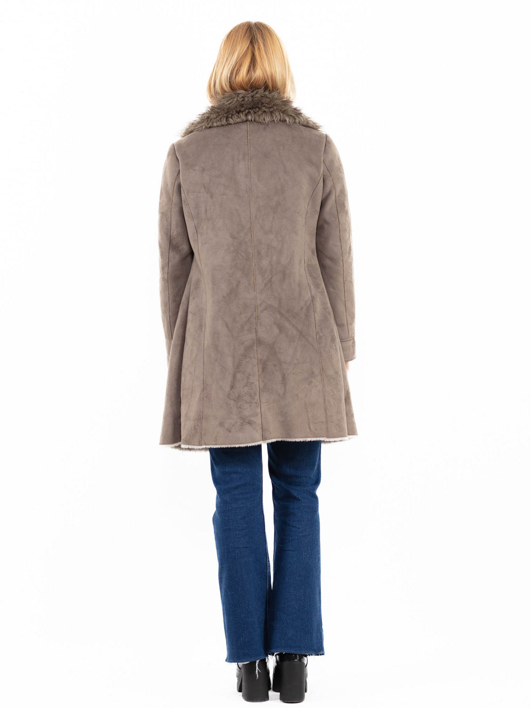 Vintage 00's Women Faux Sheepskin Coat in GrayA0121