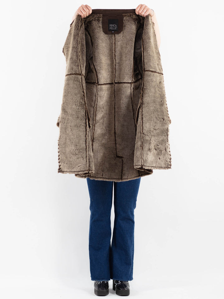 Vintage 00's Women Faux Sheepskin Coat in BrownV9932