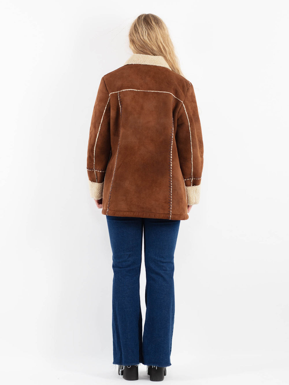 Vintage 00's Women Faux Sheepskin Coat in BrownV9934