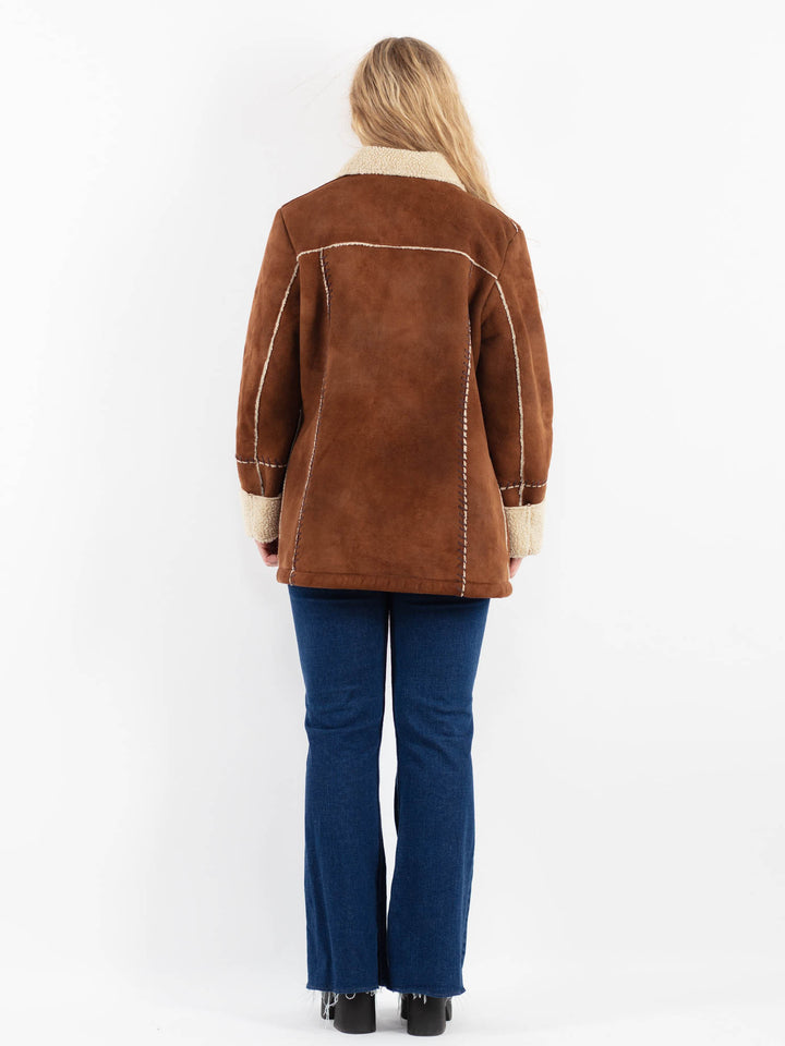 Vintage 00's Women Faux Sheepskin Coat in BrownV9934