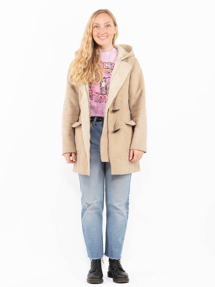 Vintage 00's Women Faux Sheepskin Coat in BeigeA0585