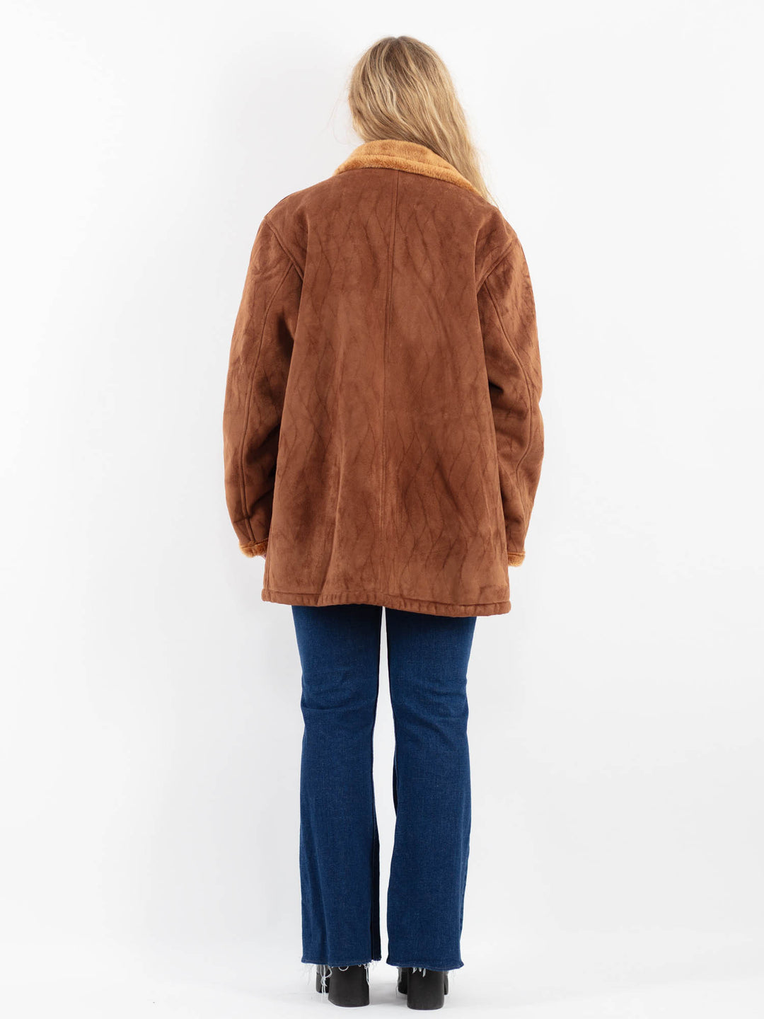 Vintage 00's Women Faux Sheepskin Coat in BrownV9935