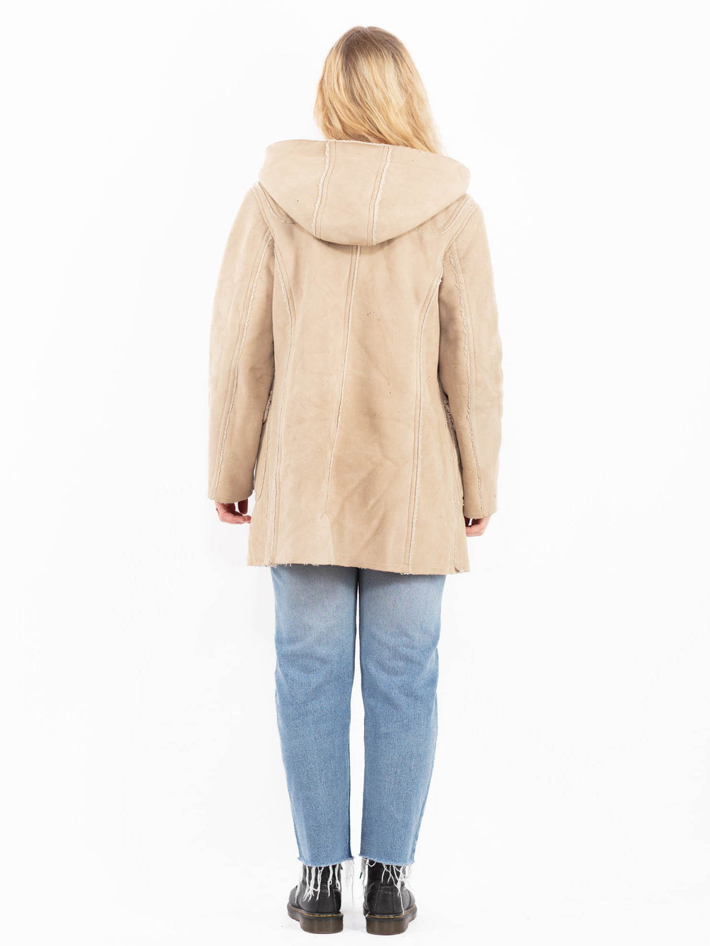 Vintage 00's Women Faux Sheepskin Coat in BeigeA0585