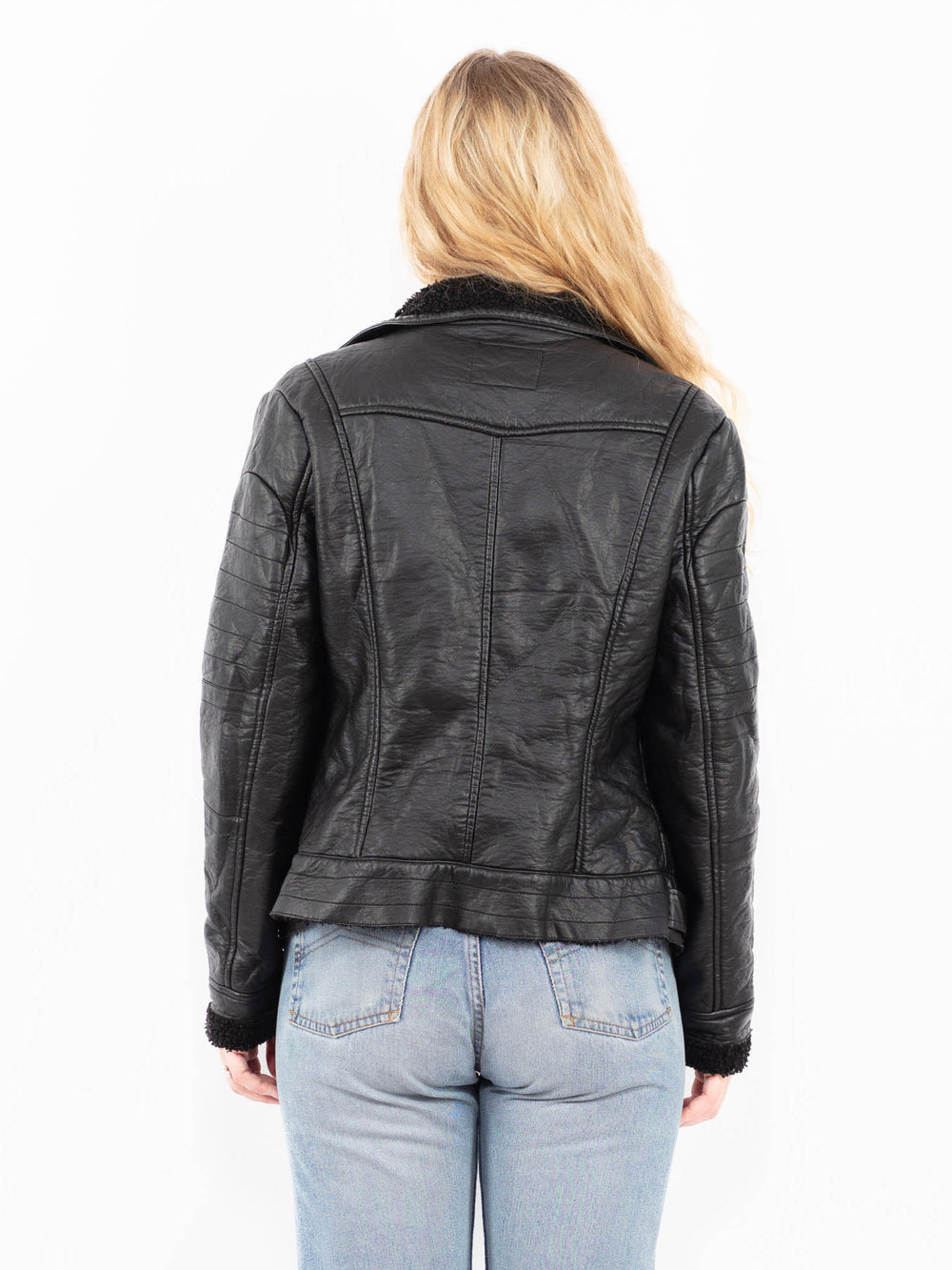 Vintage 00's Women Faux Sheepskin Jacket in BlackA0494