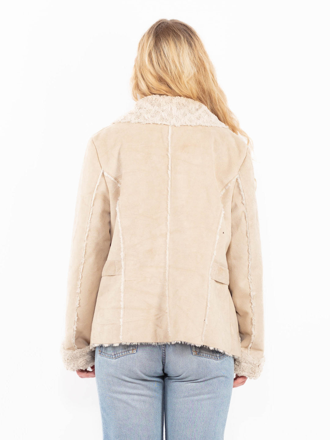 Vintage 00's Women Faux Sheepskin Jacket in BeigeA0499