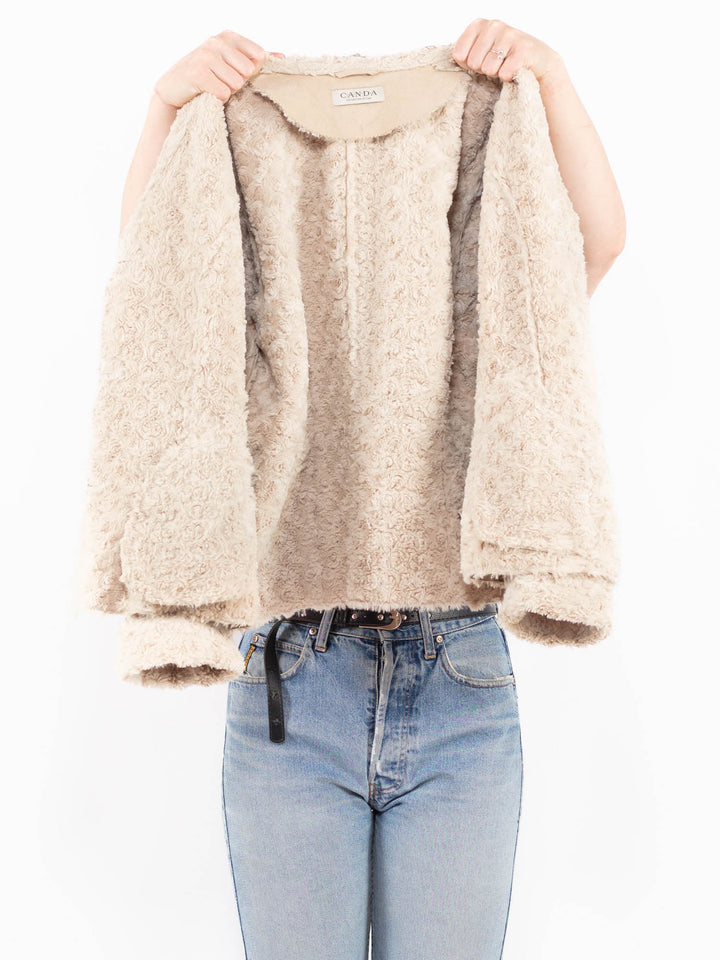 Vintage 00's Women Faux Sheepskin Jacket in BeigeA0499