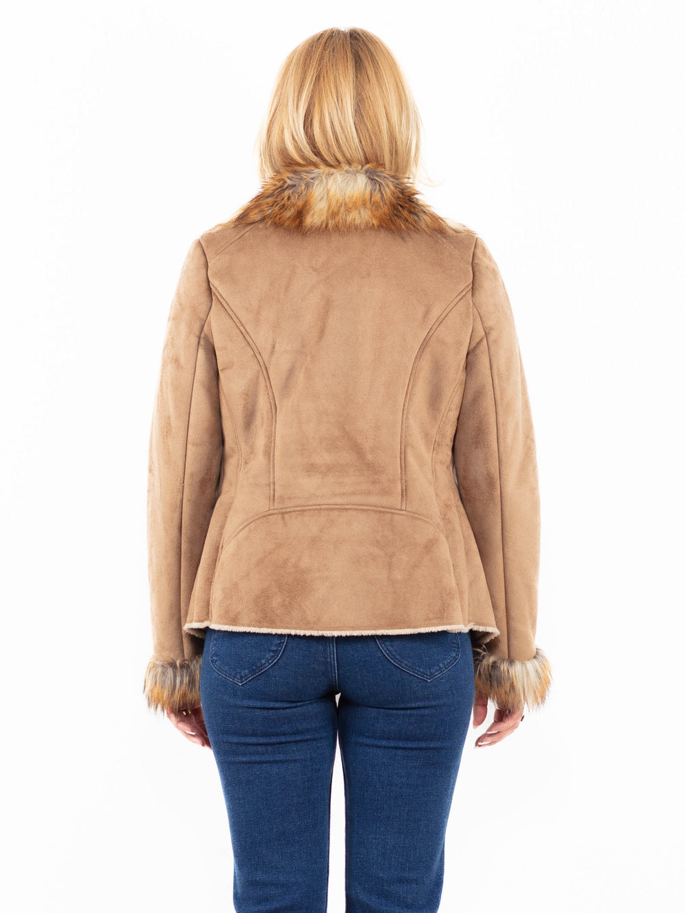 Vintage 00's Women Faux Sheepskin Jacket in BeigeA0042