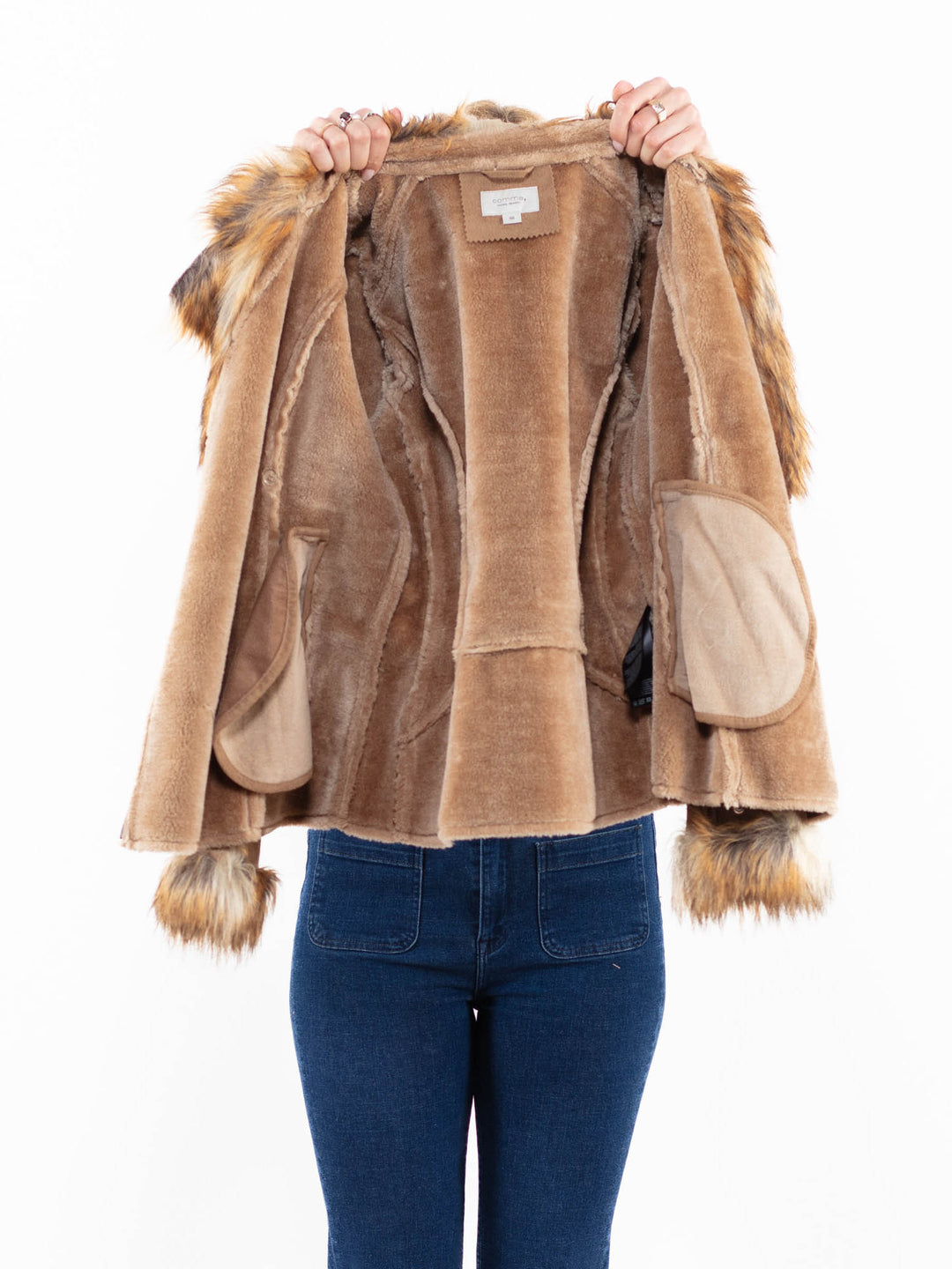 Vintage 00's Women Faux Sheepskin Jacket in BeigeA0042