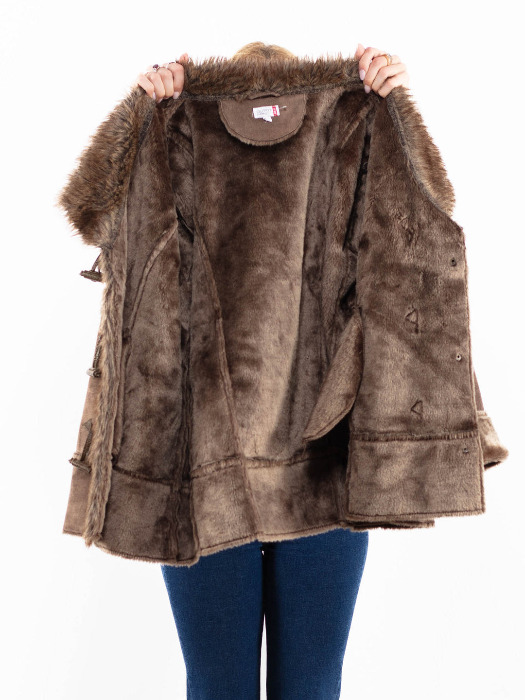 Vintage 00's Women Faux Sheepskin Jacket in BrownA0043