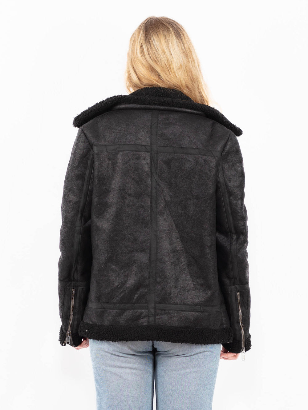 Vintage 00's Women Faux Sheepskin Jacket in BlackA0501