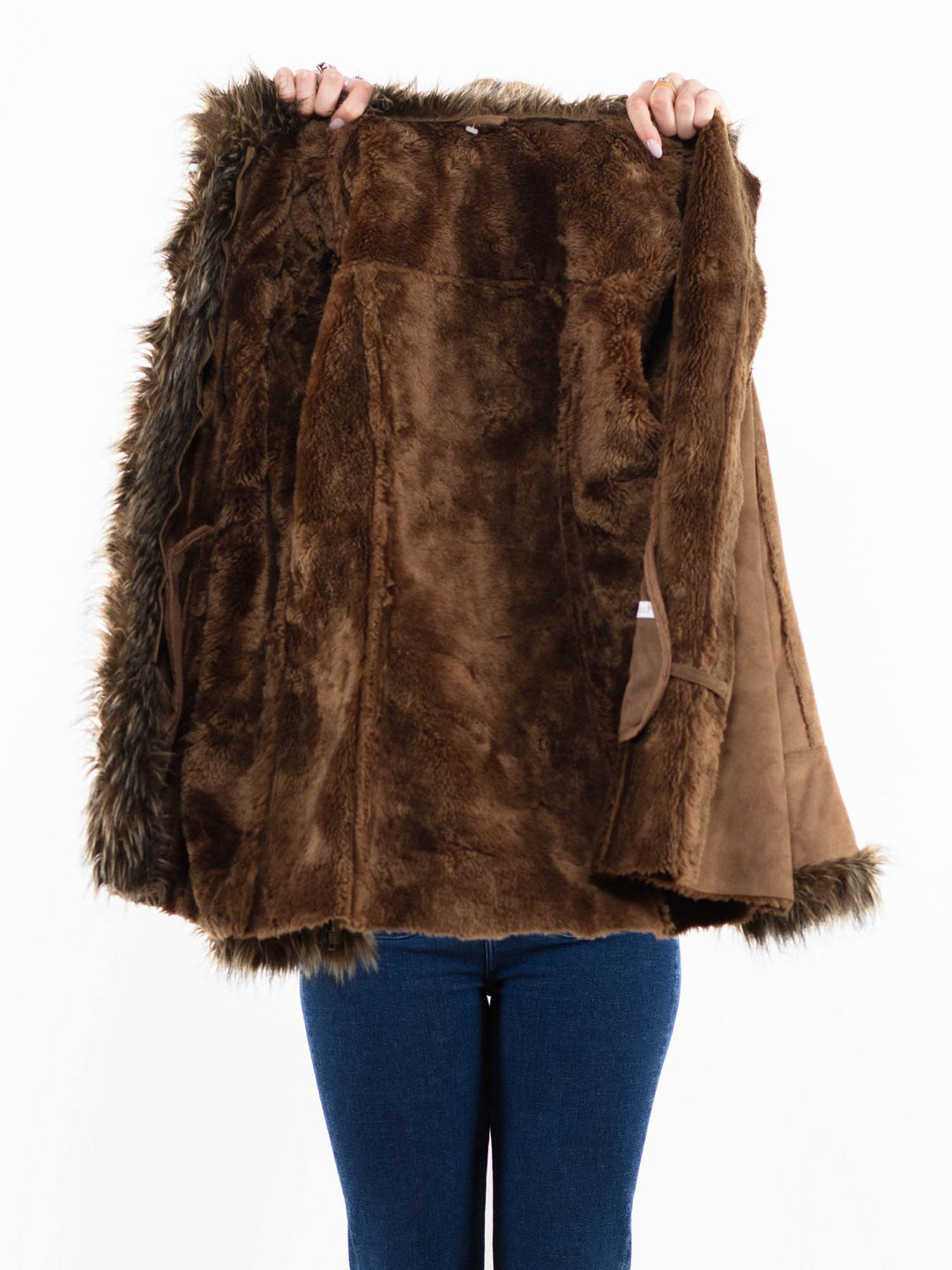 Vintage 00's Women Faux Sheepskin Jacket in BrownA0044