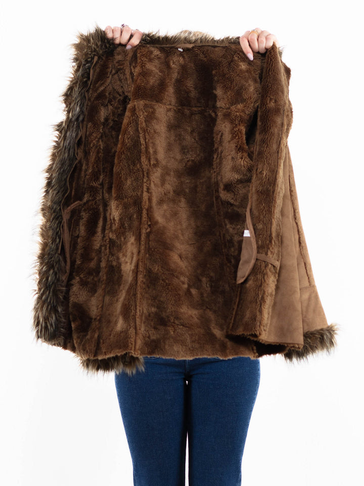 Vintage 00's Women Faux Sheepskin Jacket in BrownA0044