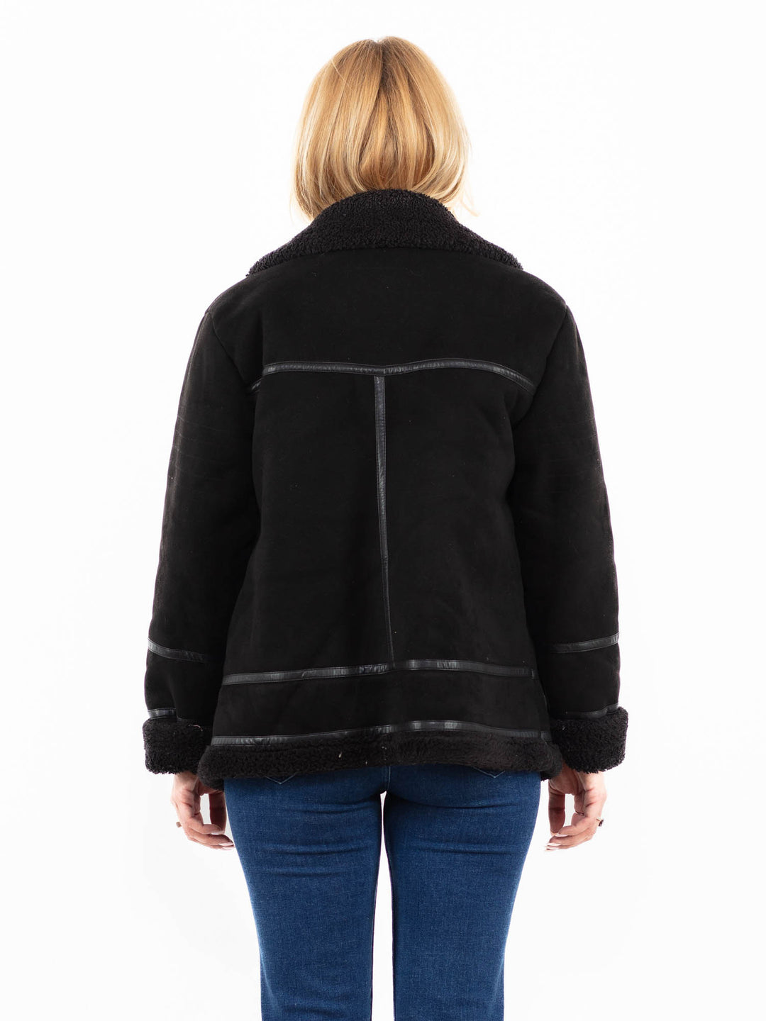 Vintage 00's Women Faux Sheepskin Jacket in BlackA0045