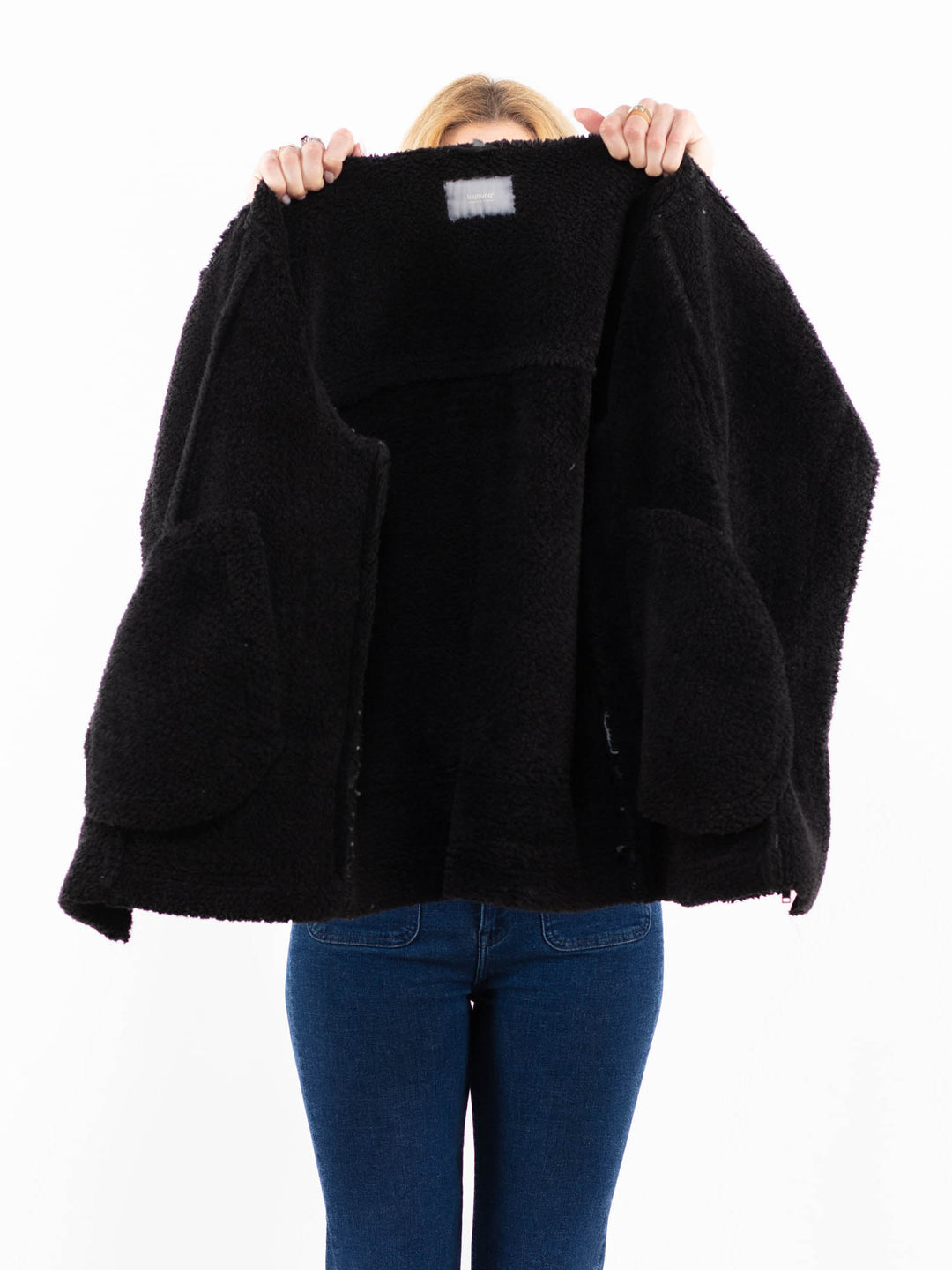 Vintage 00's Women Faux Sheepskin Jacket in BlackA0045